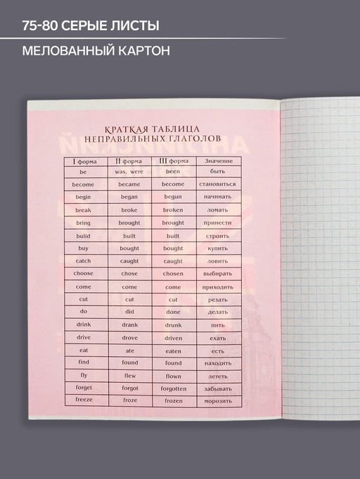Цена за 10 шт. Тетрадь предметная, 48 листов в клетку, Calligrata «3D. Английский язык», серые листы