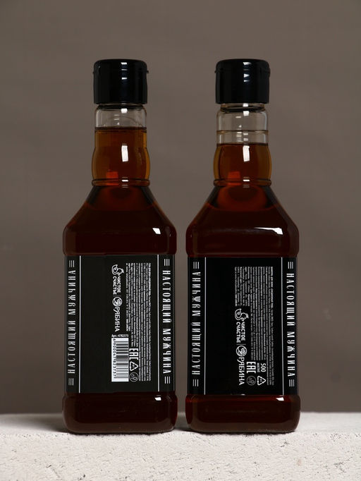 Подарочный набор «Крутой мужик», гель для душа во флаконе виски, шампунь и мочалка лента, Чистое счастье