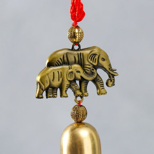 Цена за 10 шт. Колокольчик металл Слон и слонёнок 1 колокол d=2,5 см 37х5 см - Simaland фото 2