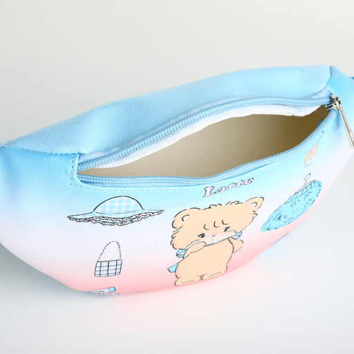 Сумка поясная детская для девочки на молнии, голубая, розовая