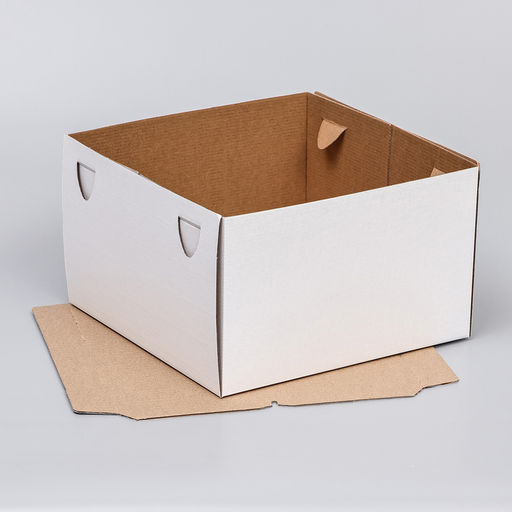 Цена за 5 шт. Коробка под торт с окном, «Пироженка», с усиленным дном, белая, 30×30×19 см