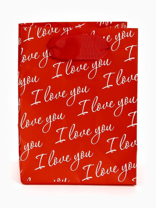Цена за 4 шт. Пакет подарочный ламинированный Love you, 9×12×6.5 см