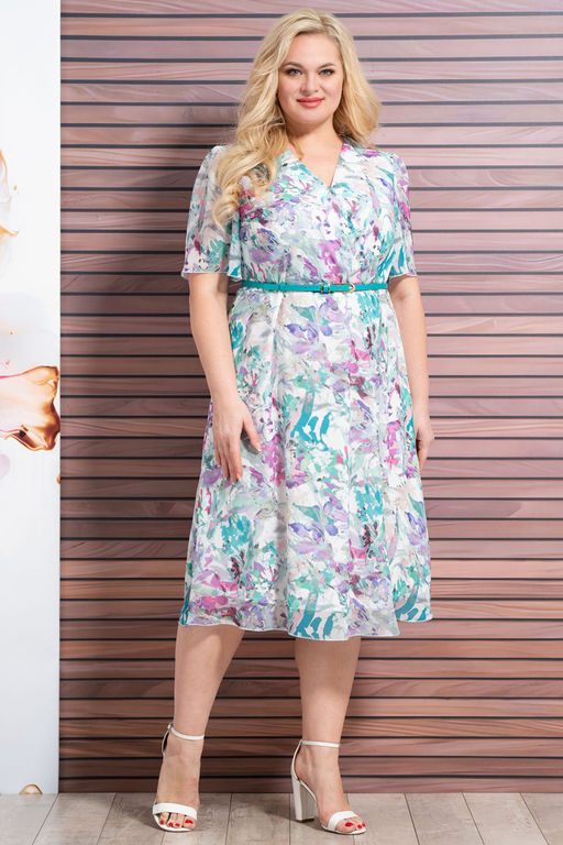 Платье ALANI 1926 сиреневые+бирюзовые цветы - Alani collection фото 2