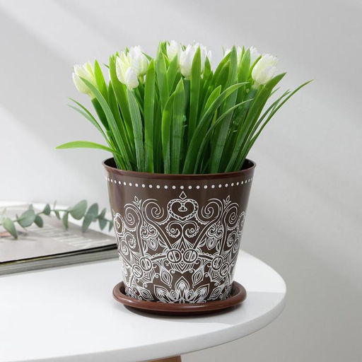 Цена за 2 шт. Горшок для цветов Доляна «Кракле», 800 мл, цвет коричневый