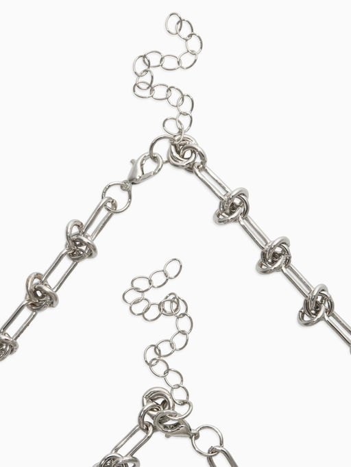 Набор 2 предмета: цепь, браслет «Узел», 20, 40 см, медь, цвет серебро