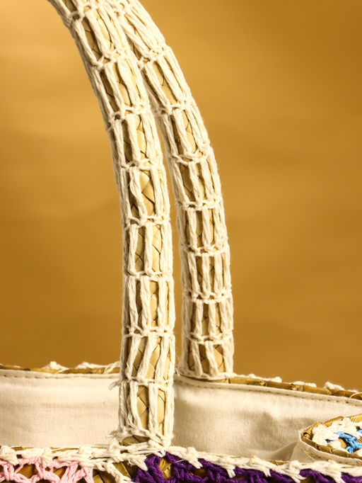 Сумка плетёная из пандана, 30×10×50 см, разноцветная