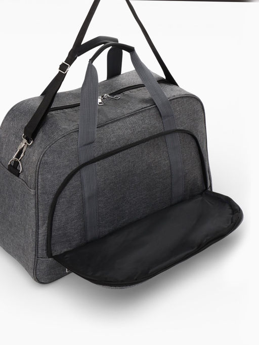 Сумка дорожная, 2 кармана, длинный ремень, 53×23×34 см, серая