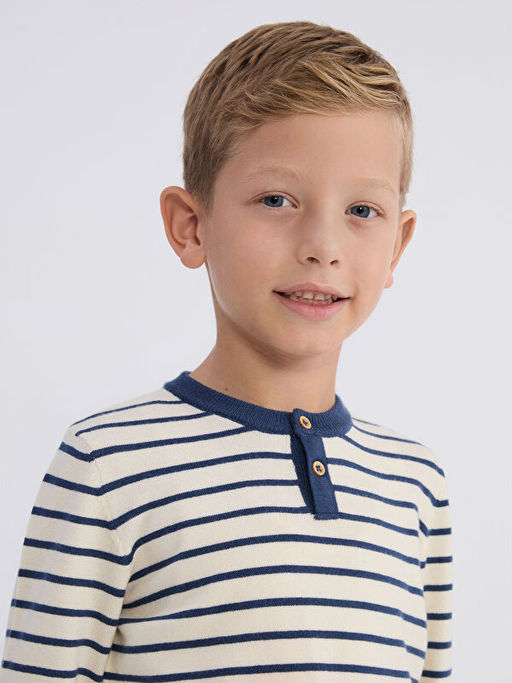 Bisiklet Yaka Uzun Kollu Erkek ?ocuk Triko Kazak