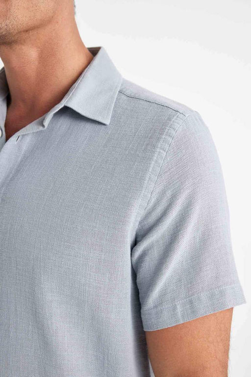 Хлопковая рубашка с короткими рукавами и воротником поло стандартного кроя - Defacto фото 5