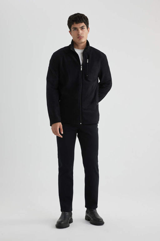 Флисовый кардиган стандартного кроя с воротником-стойкой - Defacto фото 2