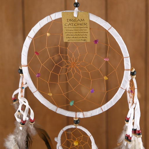 Ловец снов "Пять колец" белый 25х0,5х50 см