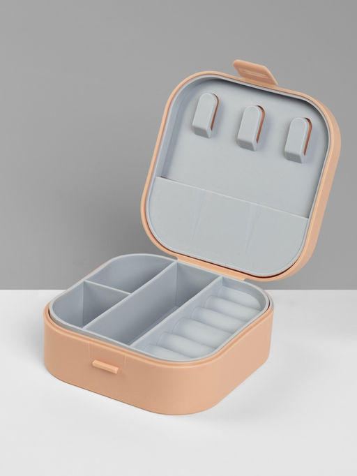 Шкатулка - органайзер для хранения украшений, 9×9×3.8 см, розовая