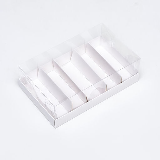 Кондитерская коробка складная под 5 эклеров, белая, 22×13.5×7 см