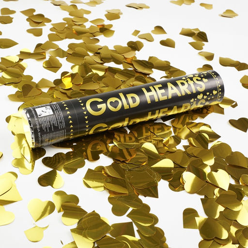 Хлопушка пневматическая Сердца, золото, 30 см