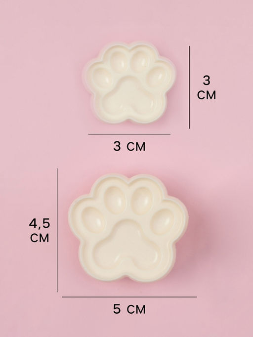 Печати для теста и мастики Доляна Лапы, набор 2 шт., 4.5?5/ 3?3 см, пластик, молочные фото 2