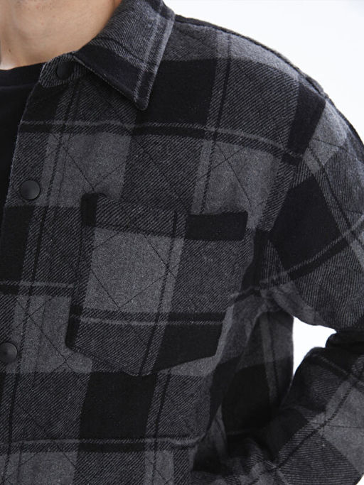 Regular Fit Uzun Kollu Ekose Erkek G?mlek Ceket