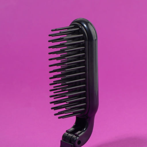 Расчёска массажная, складная, с зеркалом, 3×10 см, цвет чёрный