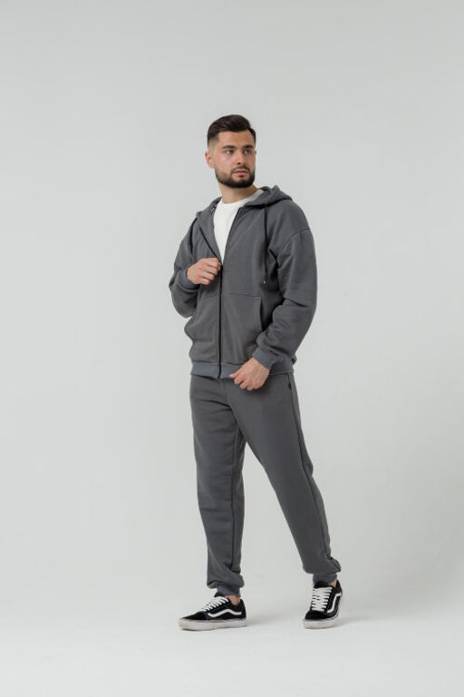 265ПМ Костюм мужской на молнии, графит (3хнитка петля) - Knitka wear фото 3