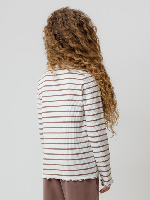 КР 302820/сахар,капучино,полоска к633 лонгслив (футболка дл.рукав) для дев - Crockid фото 5