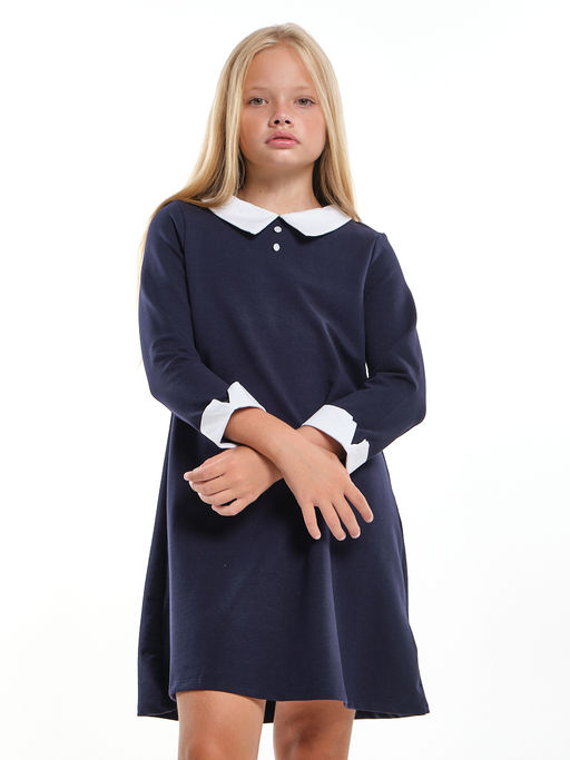 Платье для девочки в школу с белым воротником и манжетами UD 7962 синий - Mini maxi фото 7