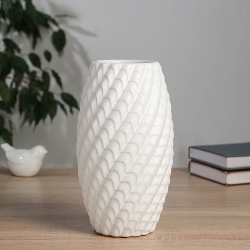 Ваза для цветов «Лоренс», d=7.5 см, 22×11 см, керамика, белая