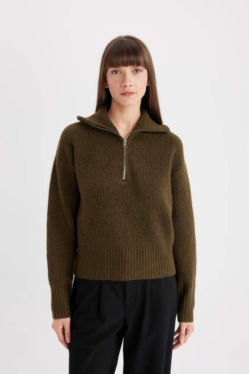 Свитер из ткани Selanik с полумолнией Relax Fit - Defacto фото 4