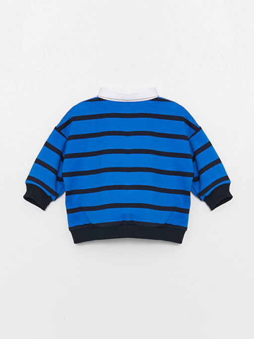 G?mlek Yaka Uzun Kollu ?izgili Erkek Bebek Sweatshirt ve Pantolon 2li Tak?m - Waikiki фото 3