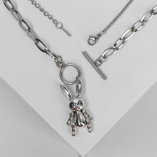 Кулон Цепь кролик и крестик, цвет серебро, L=56 - Queen fair фото 3