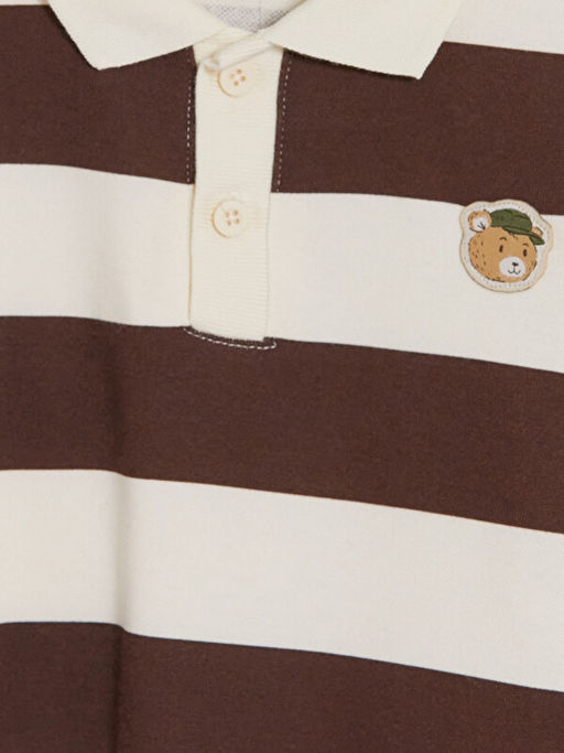 Polo Yaka ?izgili Erkek ?ocuk Sweatshirt