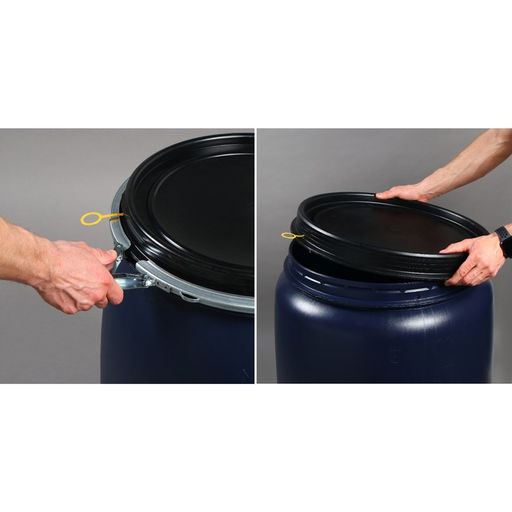 Бочка пищевая, 127 л, пластиковая, с крышкой, синяя, Open Top