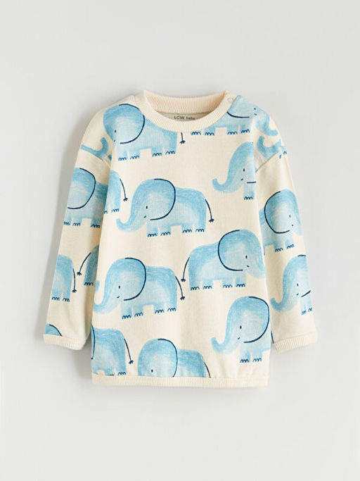 Bask?l? Erkek Bebek Sweatshirt ve E?ofman Alt 2li