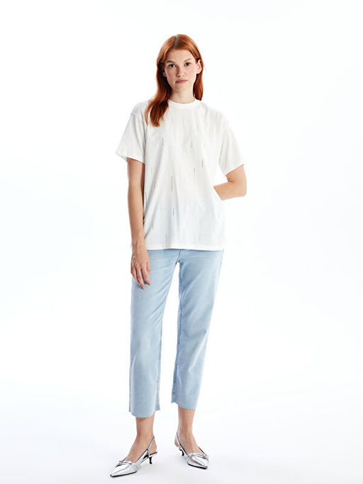 Bisiklet Yaka Parlak Ta?l? Kad?n Tunik