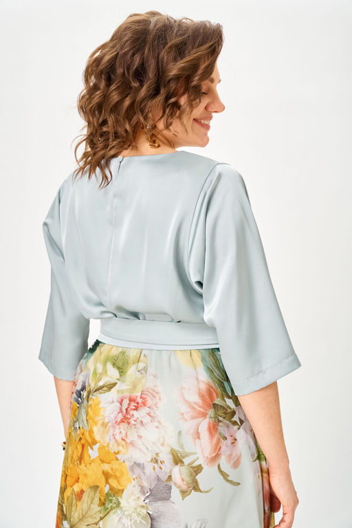 Платье Anastasia Mak 1229-Ш голубой+цветы  фото 2