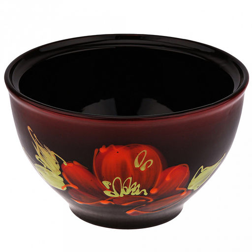 Салатник керамический Подарочный 2,25л, д21,5см, h18,5см, Мак черный, с крышкой (Россия) - Домашняя мода фото 2