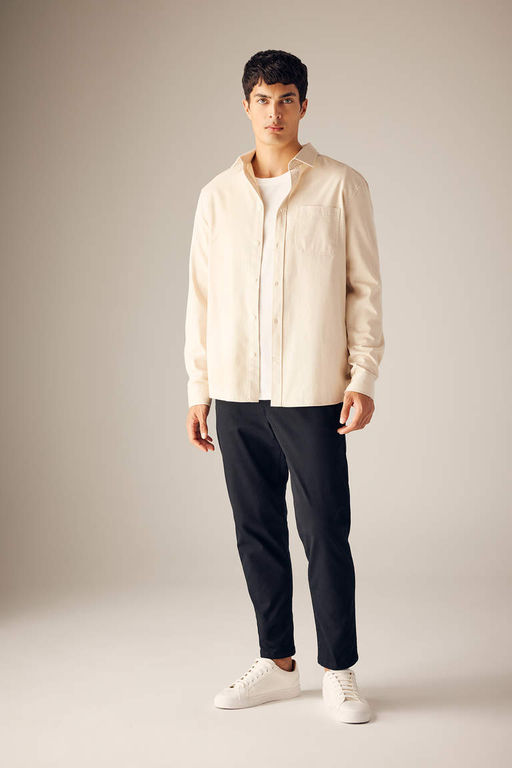 Рубашка из габардина обычного кроя с длинными рукавами - Defacto фото 2