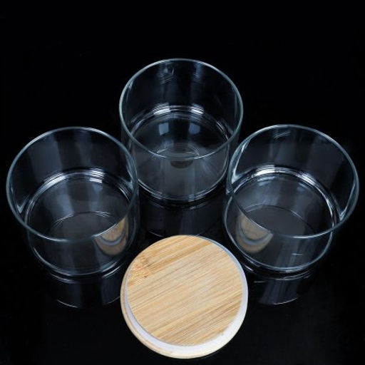 Банка для хранения 3-х ярусная бамбуковая крышка 8 см / LCSC33-8 /уп 40/ - Галеонтрейд фото 4