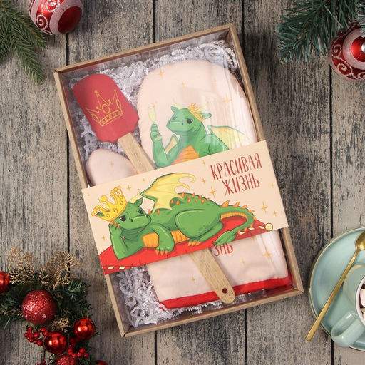 Набор подарочный Доляна Красивая жизнь : варежка-прихватка, лопатка силикон  фото 2