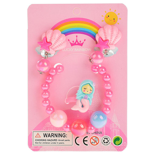 Набор украшений Русалочка (браслет, кольцо и клипсы) в пакете - Кнр фото 3