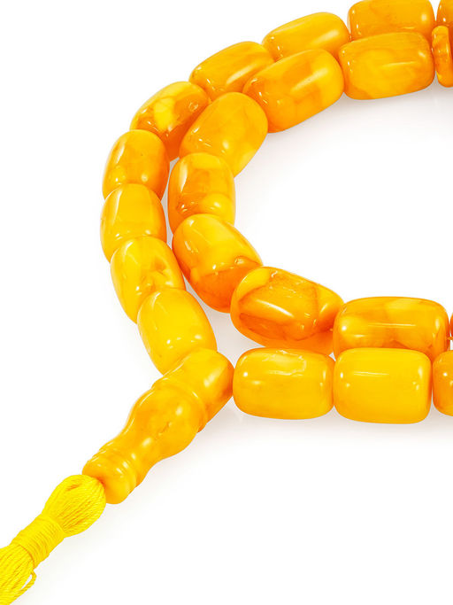 Мусульманские чётки на 33 бусины-бочонка из натурального формованного янтаря
