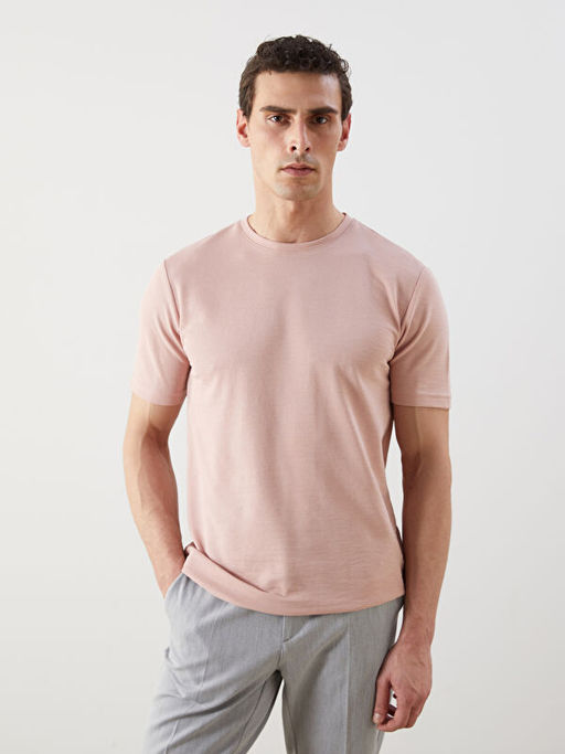 Bisiklet Yaka K?sa Kollu Erkek Dokulu Ti??rt