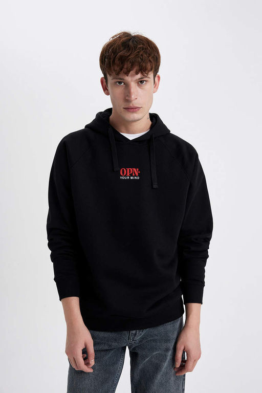 Толстовка Oversize с капюшоном и принтом на спине - Defacto фото 3