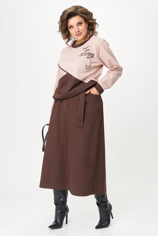 Костюм Aira Style 24129/1 пудра+коричневый