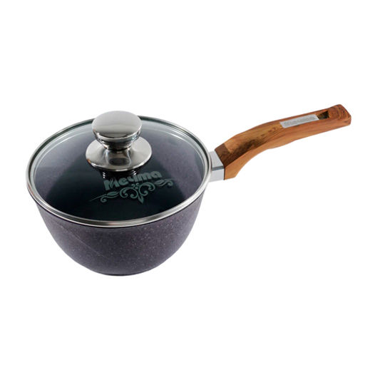 Ковш 1.2л с несъемной ручкой и стеклянной крышкой АП "Premium" (violet) арт. 81904 /МЕЧТА/