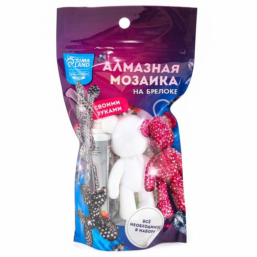 Алмазная мозаика на брелоке "Мишка"