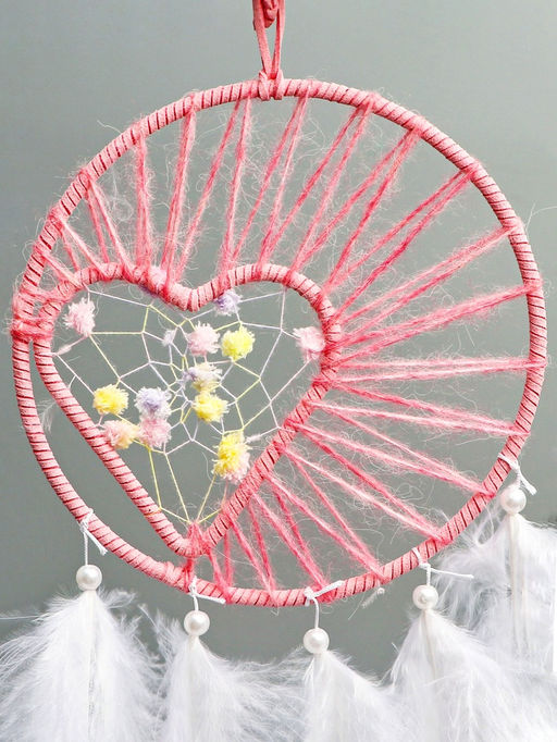 Ловец снов амулет Сердце в круге, d=16 см, 60?16 см, МИКС