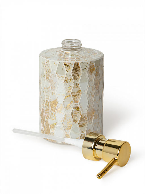 Диспенсер для жидкого мыла 450мл золотой/белый стекло, пластик АБС - Denastia фото 5