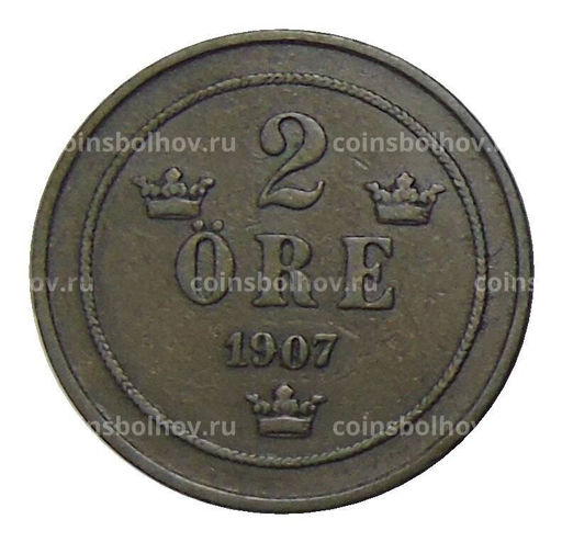 Монета 2 эре 1907 года Швеция