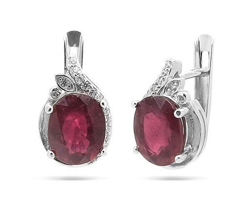 Серьги из серебра рубин, SL-RIC42