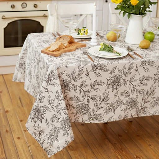 Скатерть «Этель» Black flowers, 149×110 см, 100% хлопок, саржа 190 г/м²