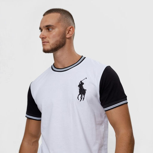 Футболка мужская, цвет белый/принт МИКС, размер L